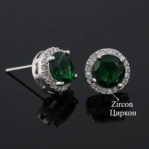 🎀925 Silver Plated CZ Classic Stud Earrings for Women, UNVN12442